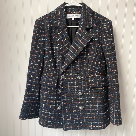 Veronica Beard Jackets & Blazers - Veronica Beard Women's Rumer Dickey Tweed Jacket Coat Navy Multi Blue Size 8